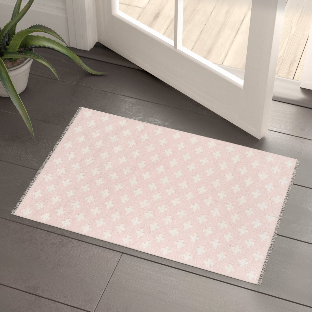 Topanga Reversible Handwoven Flatweave Wool Pink/White Area Rug Novogratz Rug Size: Rectangle 2' x 3'