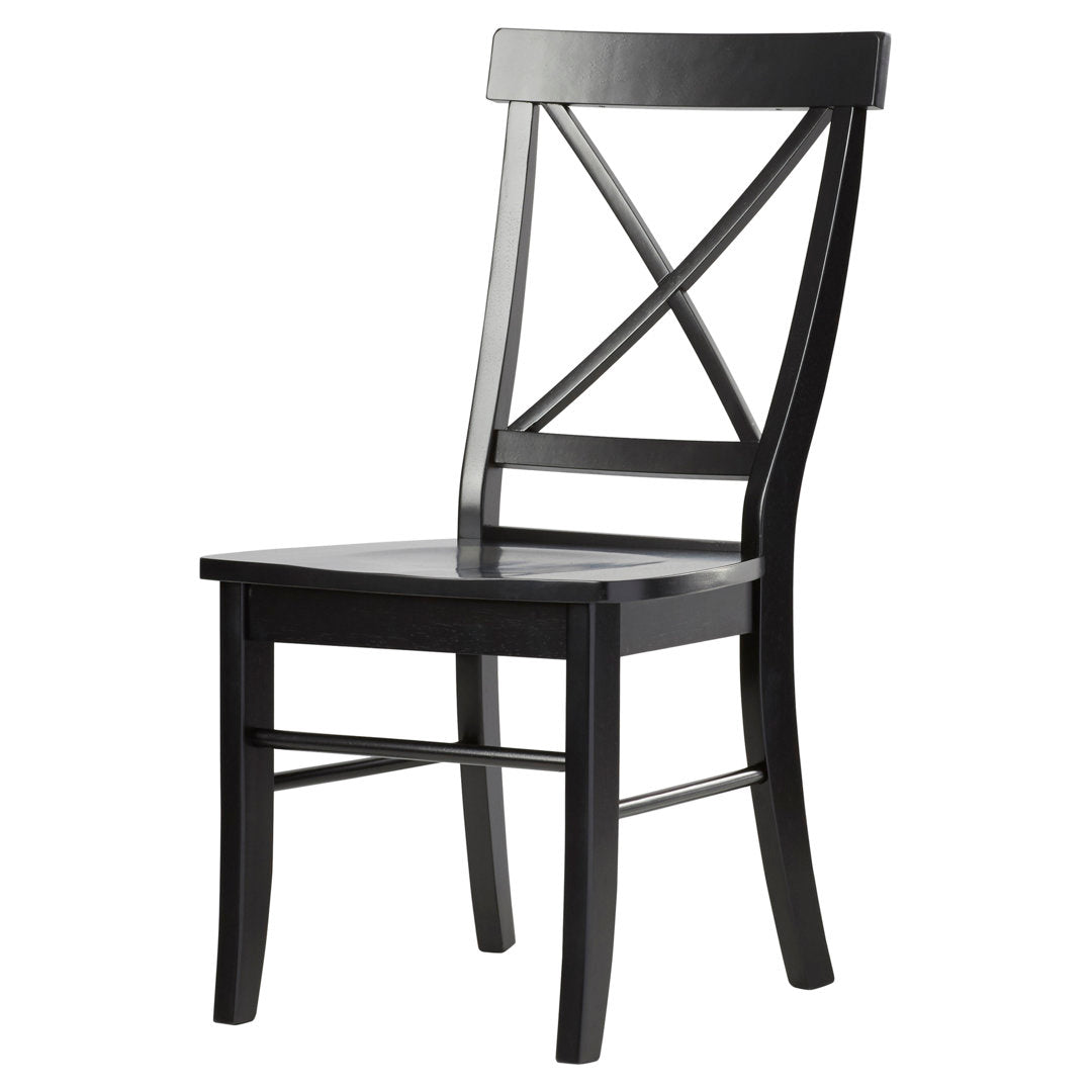 Solid Wood Cross Back Side Chair (Set of 2) August Grove® Color: Black