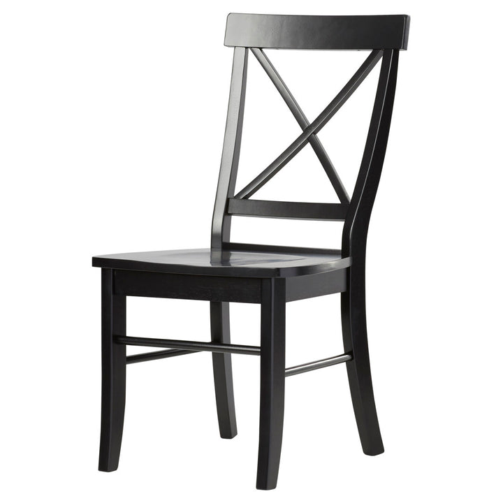 Solid Wood Cross Back Side Chair (Set of 2) August Grove® Color: Black