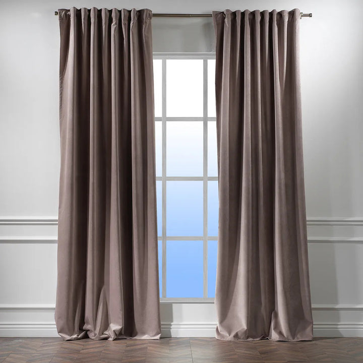Matte Velvet Extra wide x Extra Long Custom Made Decorative Single Panel Lilijan Home & Curtain Curtain Color: 18 Rose Taupe Size per Panel: 100" W x 216" L
