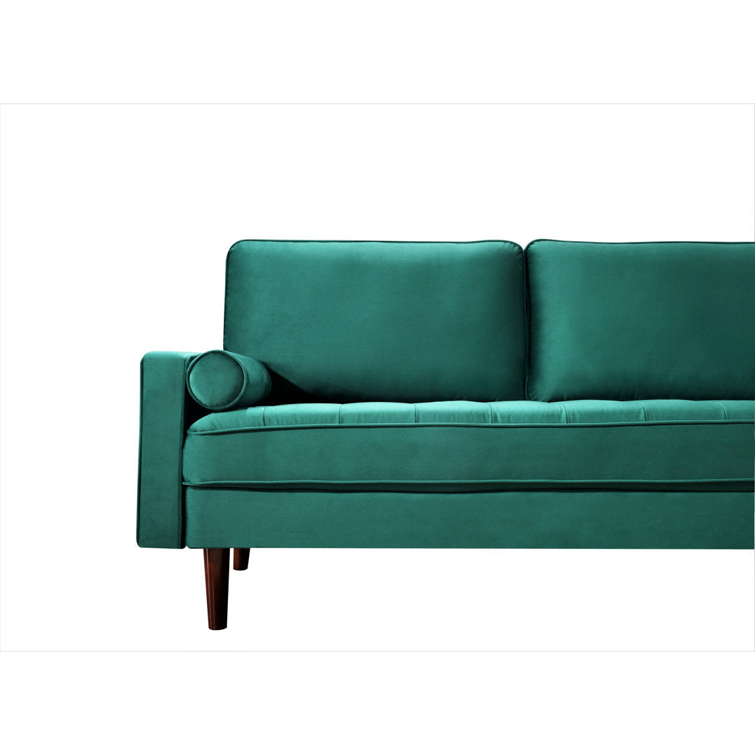Ashfaq 57.8" Velvet Square Arm Loveseat Wade Logan® Fabric: Polyester Green