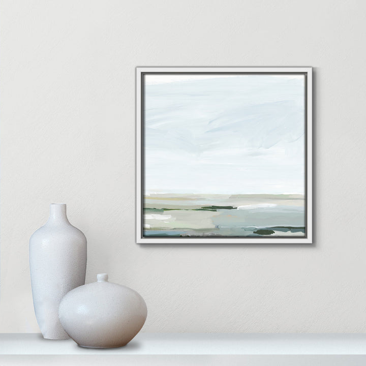 Pure Stillness - Floater Frame Painting Print on Canvas Joss & Main Size: 13.5" H x 13.5" W x 2" D Format: White