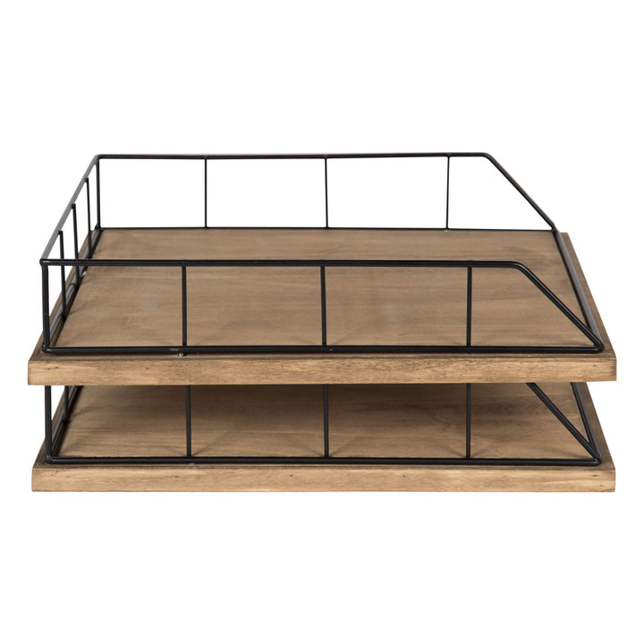 Mccaslin Wood And Metal File Organizer Gracie Oaks Finish: Rustic Wood, Black