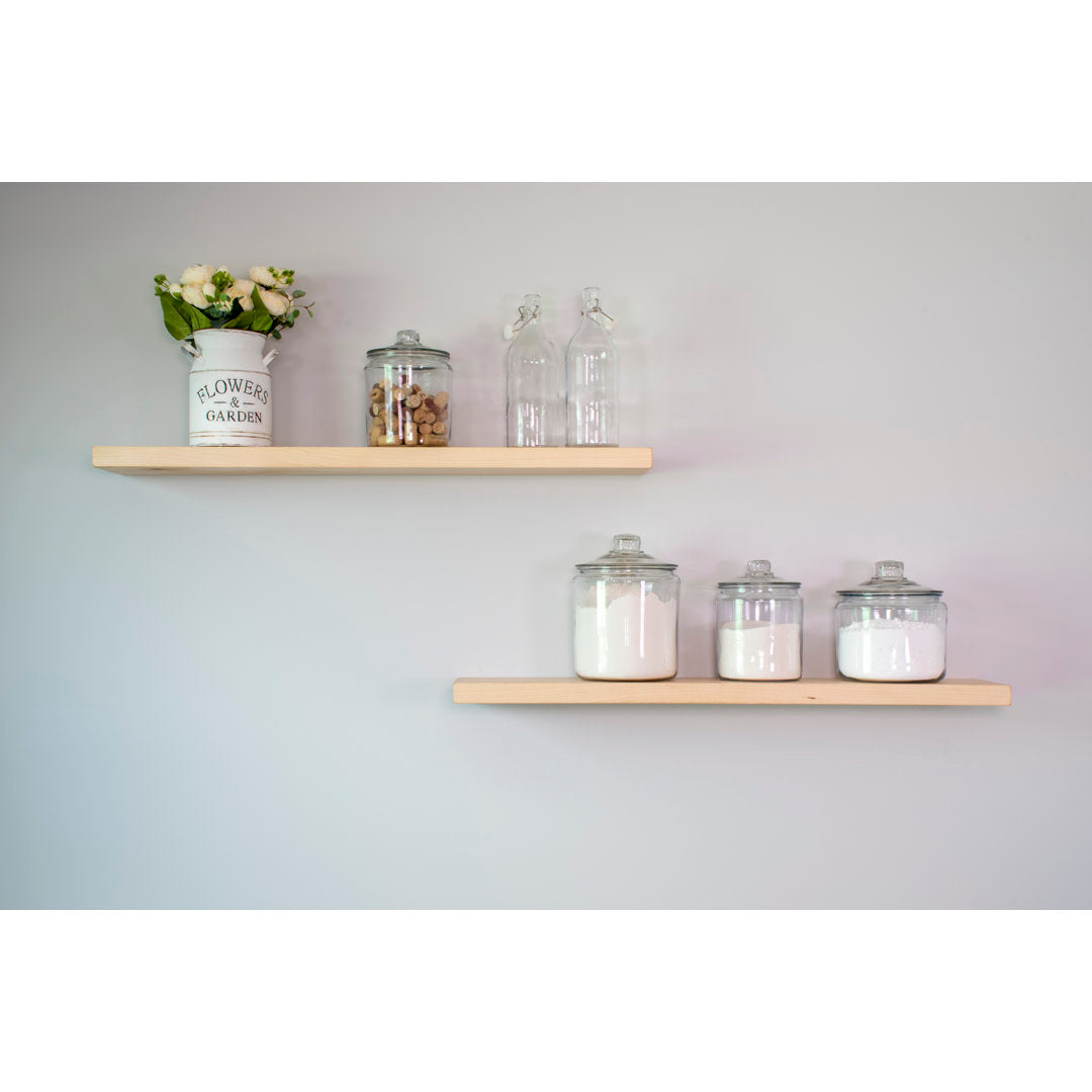 Bridgecliff 2 Piece Poplar Solid Wood Floating Shelf (Set of 2) Rosalind Wheeler Size: 1.38" H x 48" W x 6" D Finish: Natural