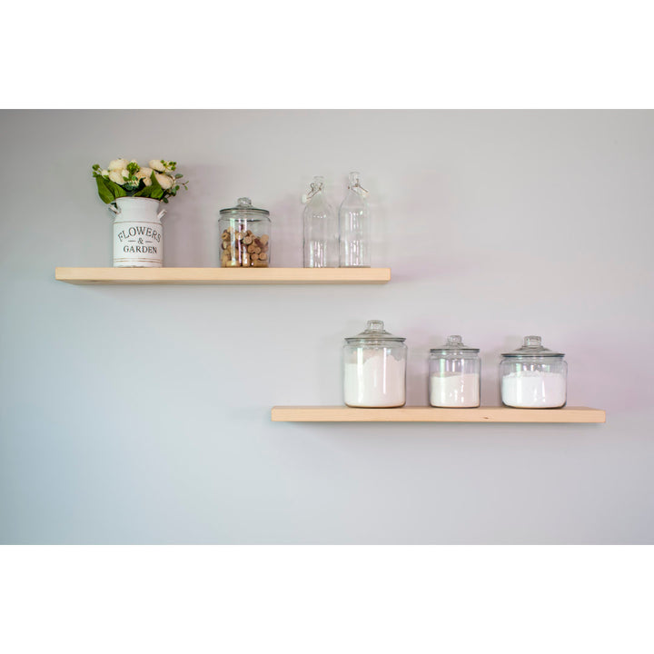 Bridgecliff 2 Piece Poplar Solid Wood Floating Shelf (Set of 2) Rosalind Wheeler Size: 1.38" H x 48" W x 6" D Finish: Natural