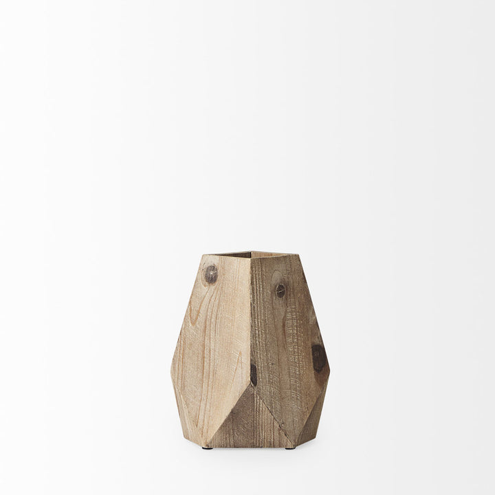 Huberdina Brown Wood Table Vase Union Rustic Size: 9" H x 5" W x 5" D