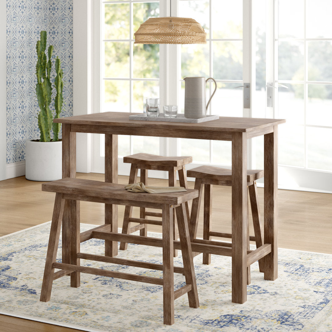 Colynn 4 - Person Counter Height Rubberwood Solid Wood Dining Set Dakota Fields Color: Driftwood Wire-Brush