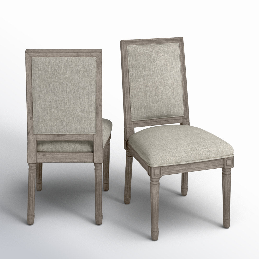 Libretto Solid Wood Side Chair (Set of 2) Kelly Clarkson Home Upholstery Color: Gray Linen, Leg Color: Antique Gray Oak