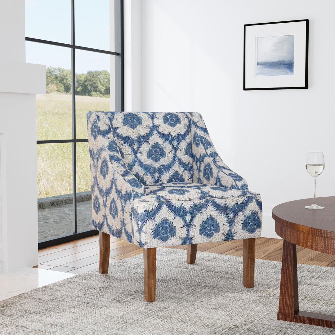 Adona Accent Chair Mistana™ Fabric: Blue Ikat Print 100% Polyester