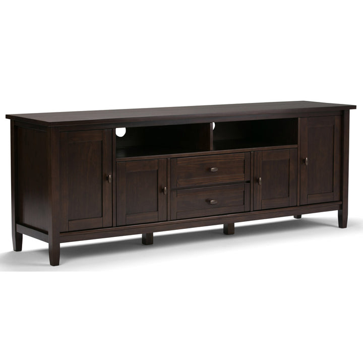 Warm Shaker SOLID WOOD 72 inch TV Media Stand  For TVs up to 80 inches Simpli Home Color: Tobacco Brown