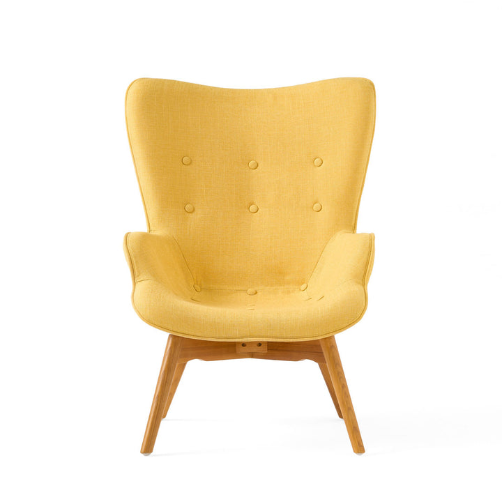 Dayon 68.58Cm Wide Tufted Polyester Lounge Chair and Ottoman George Oliver Fabric: Yellow  Polyester Blend