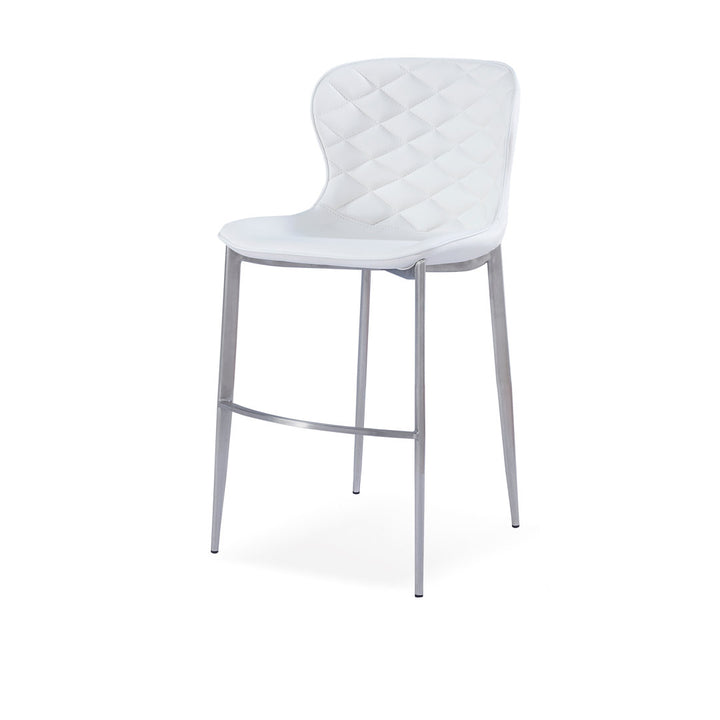 Albert Upholstered Bar & Counter Stool Upper Square™ Base Color: Stainless Steel, Upholstery Color: White Seat Height: Counter Stool (24” Seat Height)