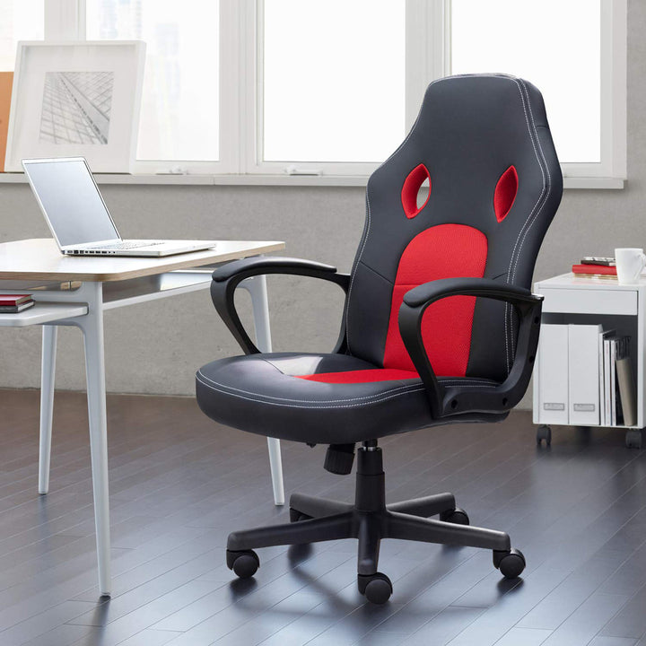 PC and Racing Ergonomic Gaming Chair Ebern Designs Color: Red