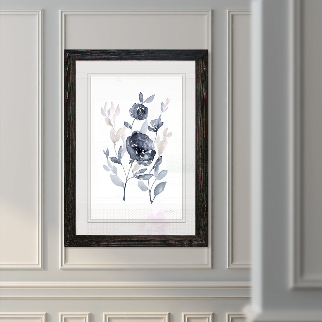 Peonies In Gray II' - Picture Frame Print on Glass Winston Porter Size: 32" H x 44" W x 1.25" D Format: Framed Ebony Print