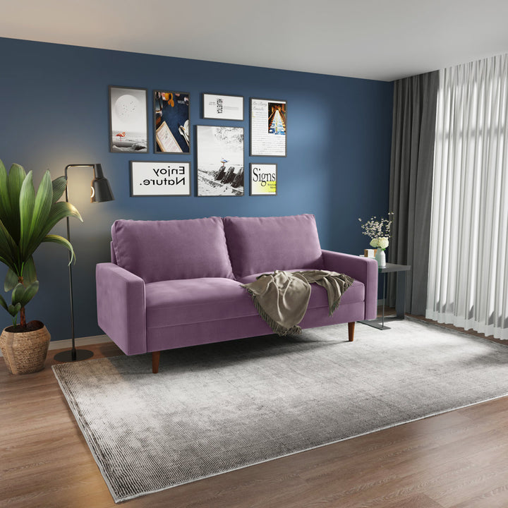 Markham 70" Velvet Square Arm Sofa Willa Arlo™ Interiors Fabric: Lavender Polyester