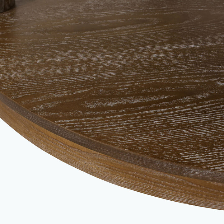Tawney 40" Wide Tufted Round Cocktail Ottoman with Storage Rosalind Wheeler Leg Color: Weathered Body Fabric: Beige Fabric