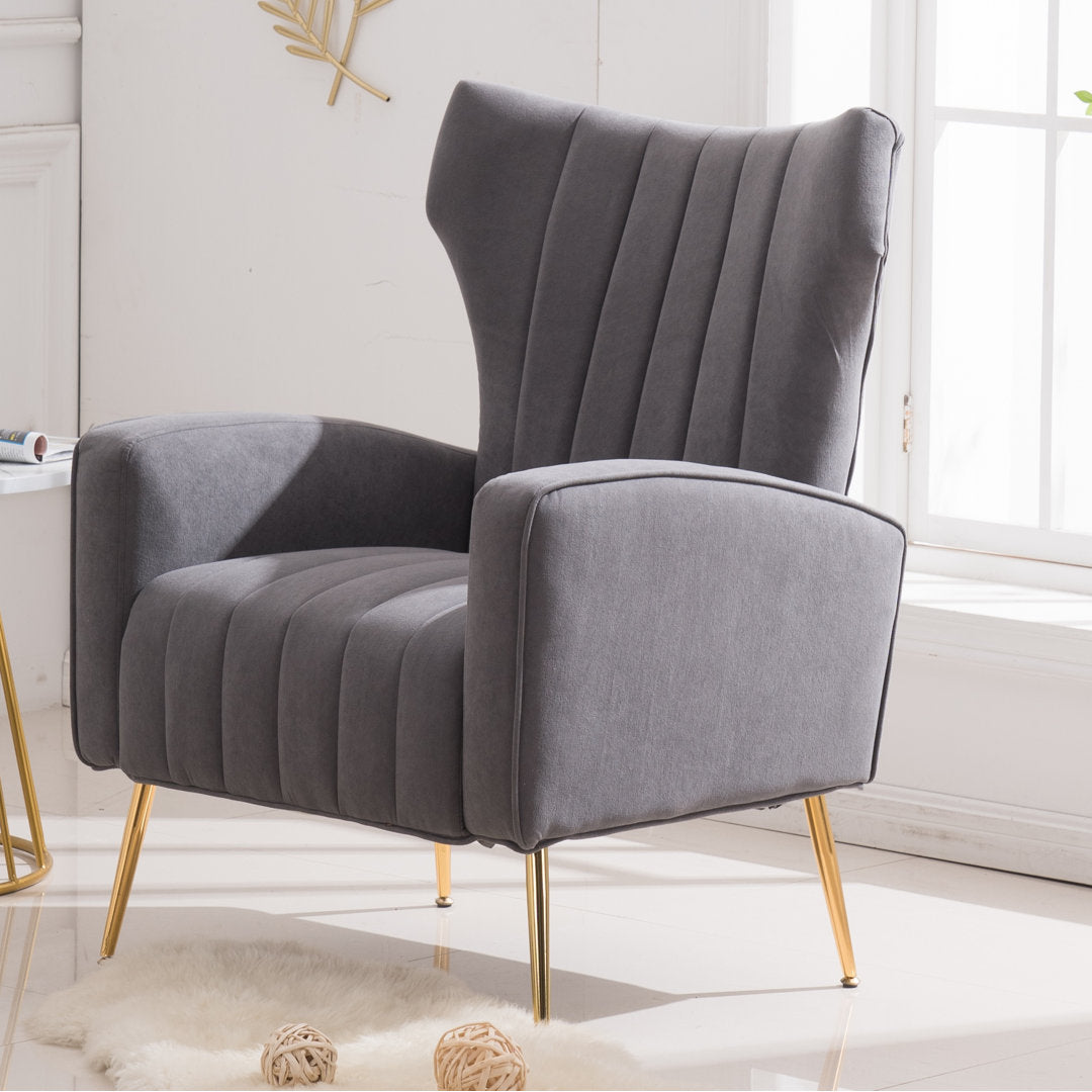 Floreal 27.5" Wide Velvet Wingback Chair Etta Avenue™ Fabric: Gray