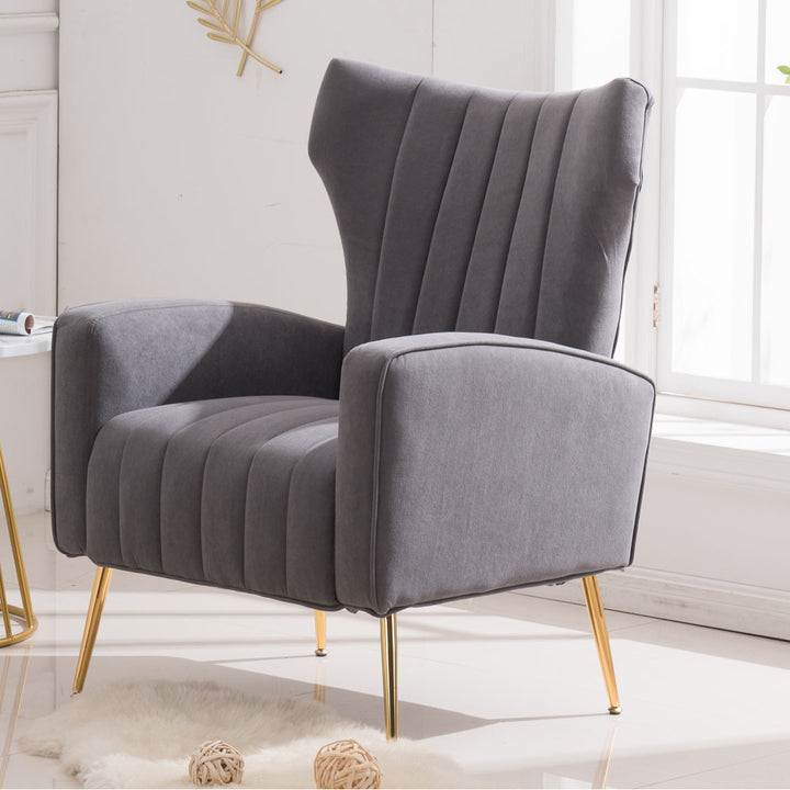 Floreal 27.5" Wide Velvet Wingback Chair Etta Avenue™ Fabric: Gray