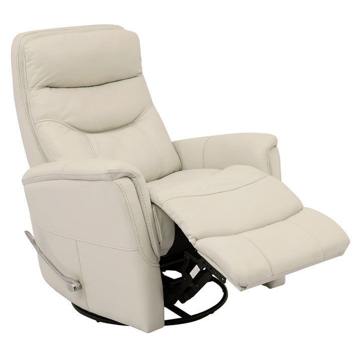 30" Top Grain Leather Manual Swivel Glider Recliner with Flared Arms Red Barrel Studio® Upholstery Color: Ivory Genuine Leather