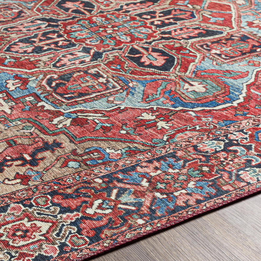 Fleckenstein Oriental Bright Red/Beige/Blue Area Rug Langley Street® Rug Size: Runner 2'6" x 7'6"