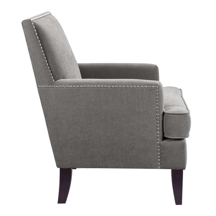 Colton Nailhead Club Chair Three Posts™ Upholstery Color: Gray Polyester