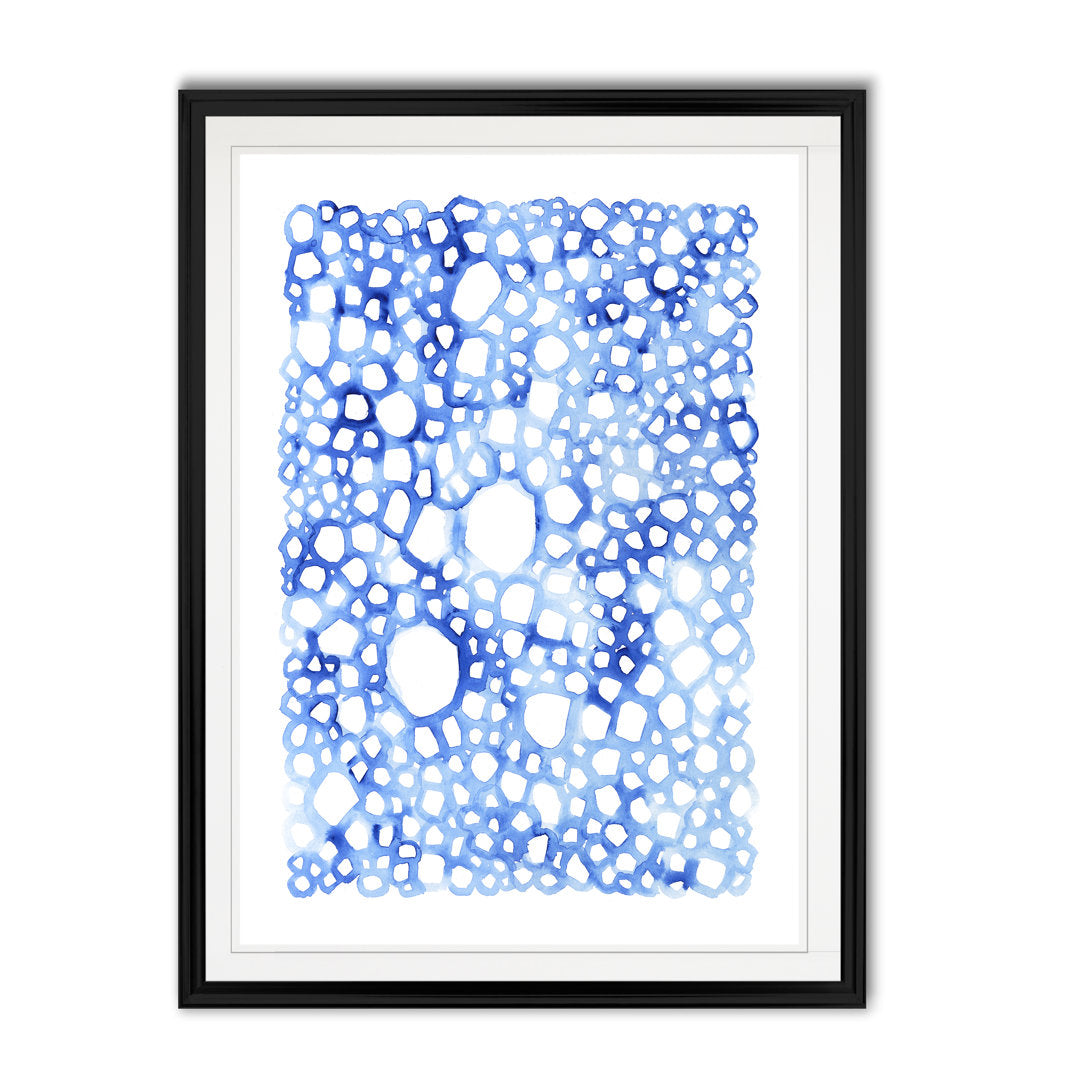 Indigo Plexus I' Print on Canvas Highland Dunes Size: 26.5" H x 36.5" W x 1.5" D Format: Black Framed