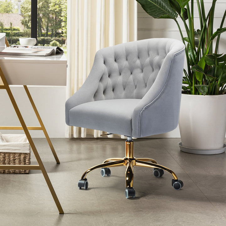 Louise 35.5'' H Velvet Hand-Curated Task Chair with Button Tufted Kelly Clarkson Home Upholstery Color: Grey Velvet