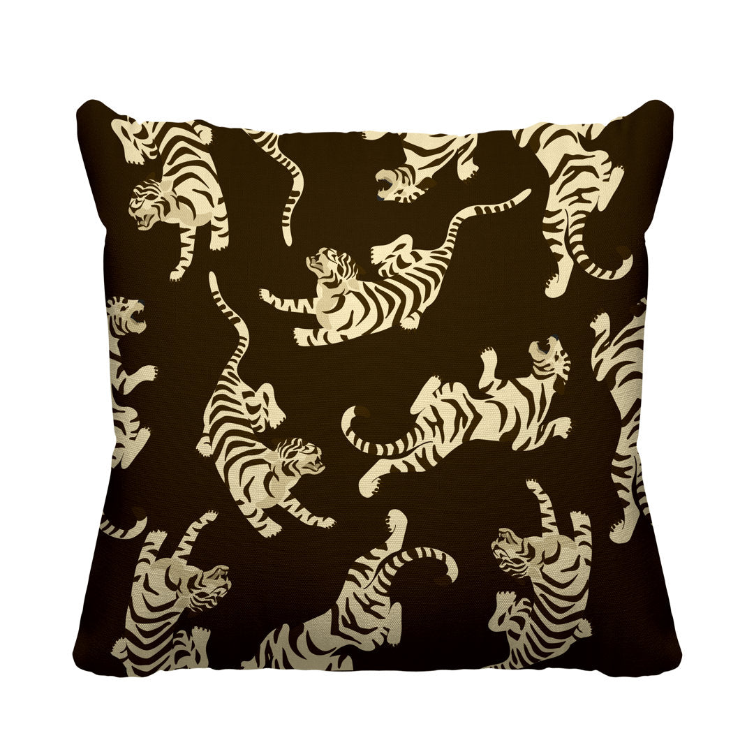 Tigger Boho Tiger Indoor/Outdoor Throw Pillow ULLI HOME Color: Brown Size: 17W" x 17H"