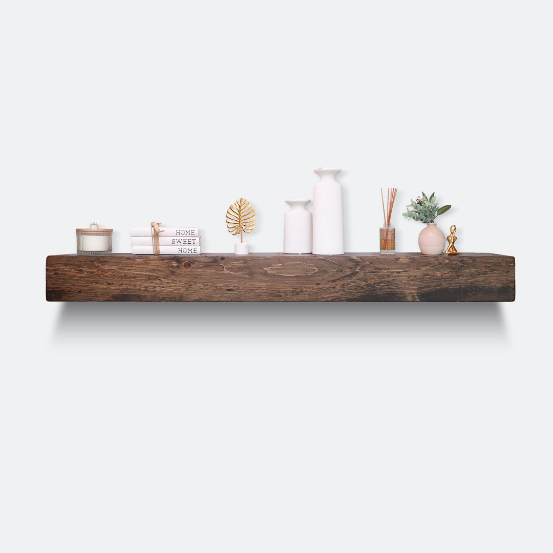 Melodye Rustic Fireplace Shelf Mantel Ebern Designs Shelf Length: 36 in., Finish: Jacobean