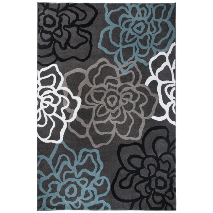 Carius Performance Floral Gray/Blue/Black/White Area Rug Winston Porter Rug Size: Rectangle 5'3" x 7'3"