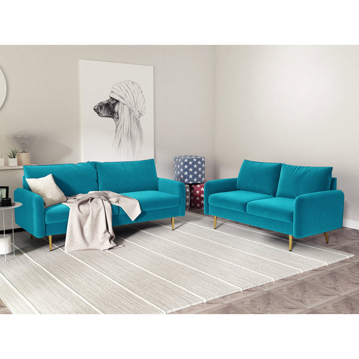 Javonta 70'' Upholstered Sofa Everly Quinn Fabric: Aqua Velvet