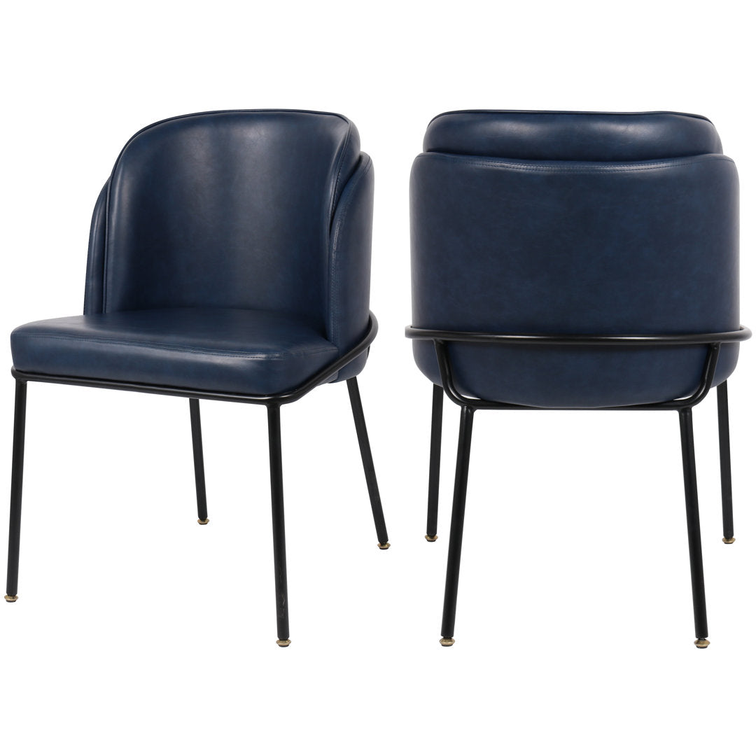 Philpott Faux Leather Dining Chair, Set Of 2 (Set of 2) Trent Austin Design® Upholstery Color: Navy