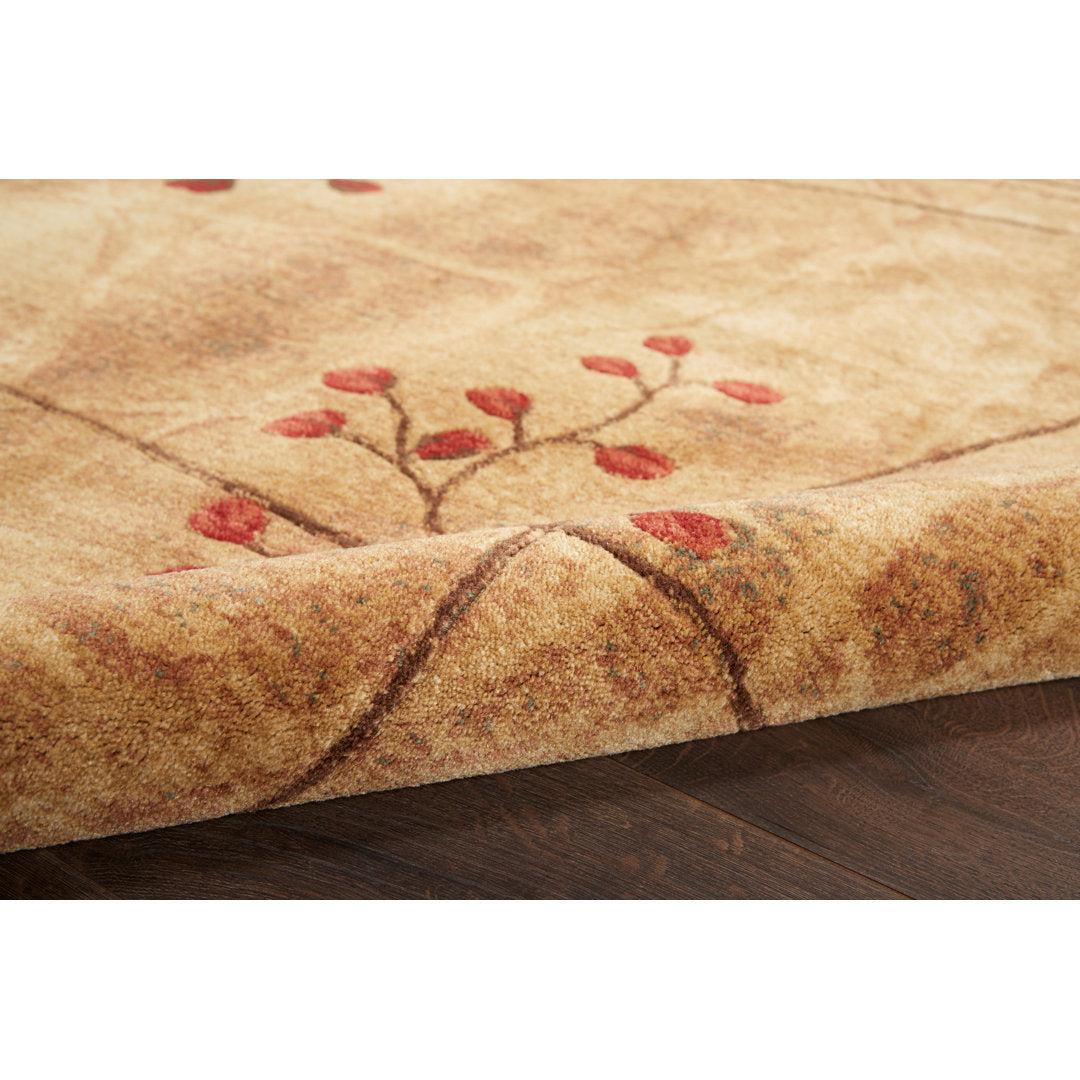 Arnim Floral Taupe/Beige/Red Area Rug Lark Manor™ Rug Size: Rectangle 5'3" x 7'5"
