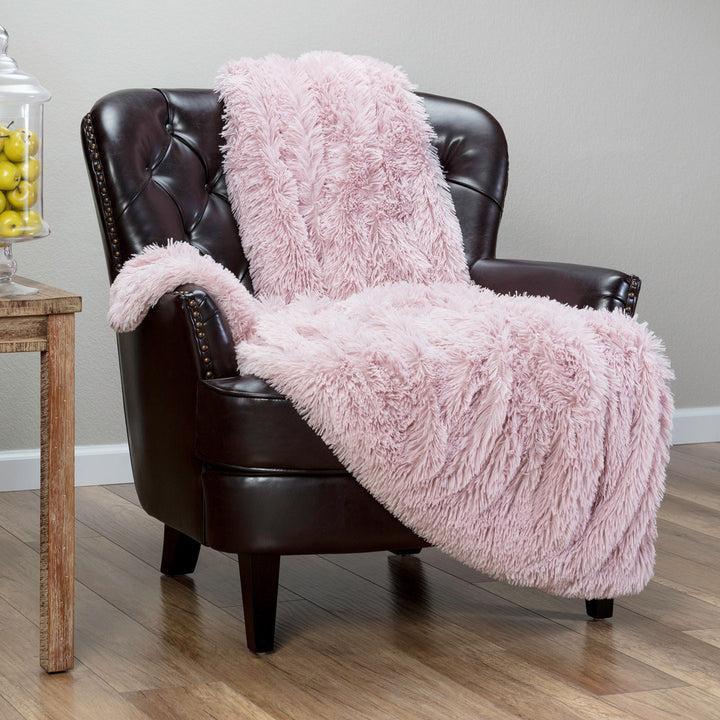 Shaggy Shaggy Super Elegent Sherpa Long Fur Throw Chanasya Color: Rose Dust Size: 50" W x 65" L