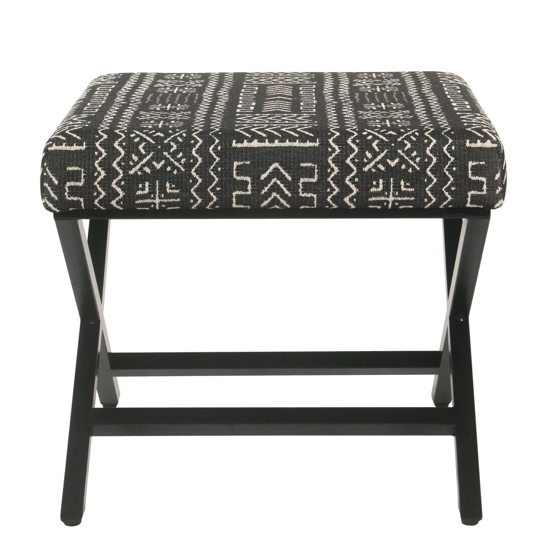 Priscilla 20" Wide Square Standard Ottoman Joss & Main Body Fabric: Geometric Eclectic Black/White