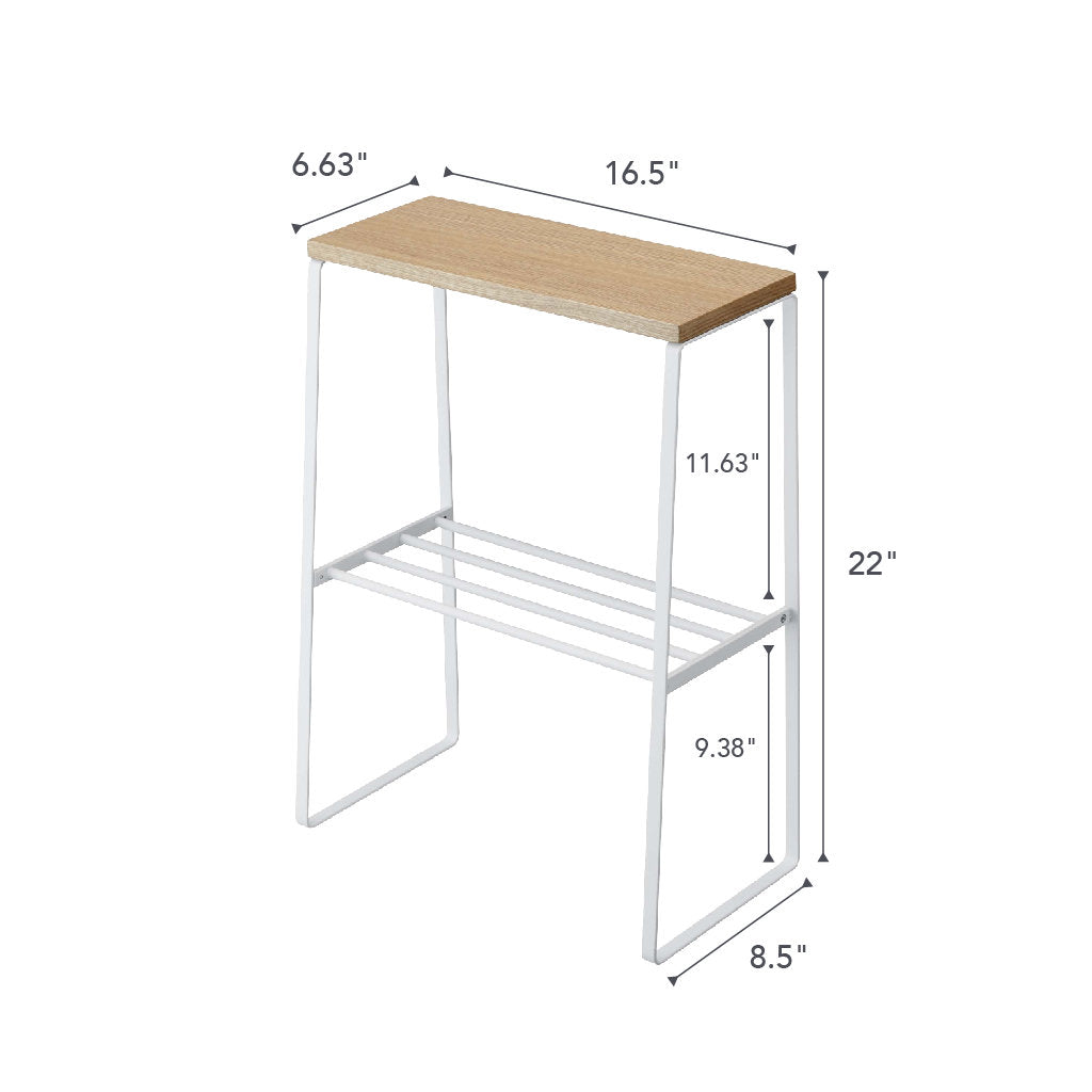 Tosca Yamazaki Home Narrow Living Room End Table, Slim Side Storage Shelf Accent Table, Steel + Wood Yamazaki Home