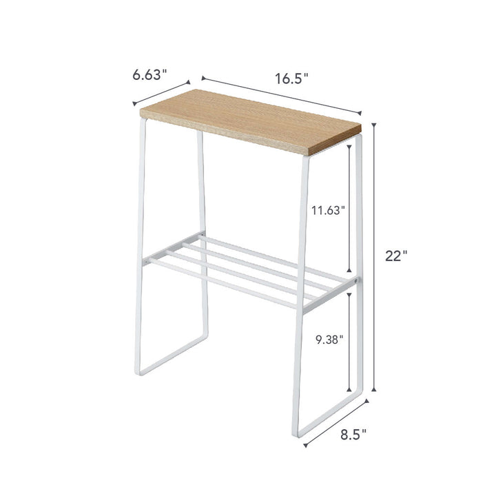 Tosca Yamazaki Home Narrow Living Room End Table, Slim Side Storage Shelf Accent Table, Steel + Wood Yamazaki Home