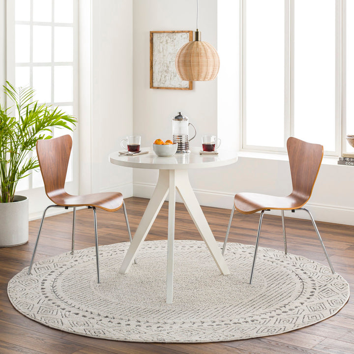 Calvo Light Beige/Charcoal Area Rug Wade Logan® Rug Size: Round 7'10"