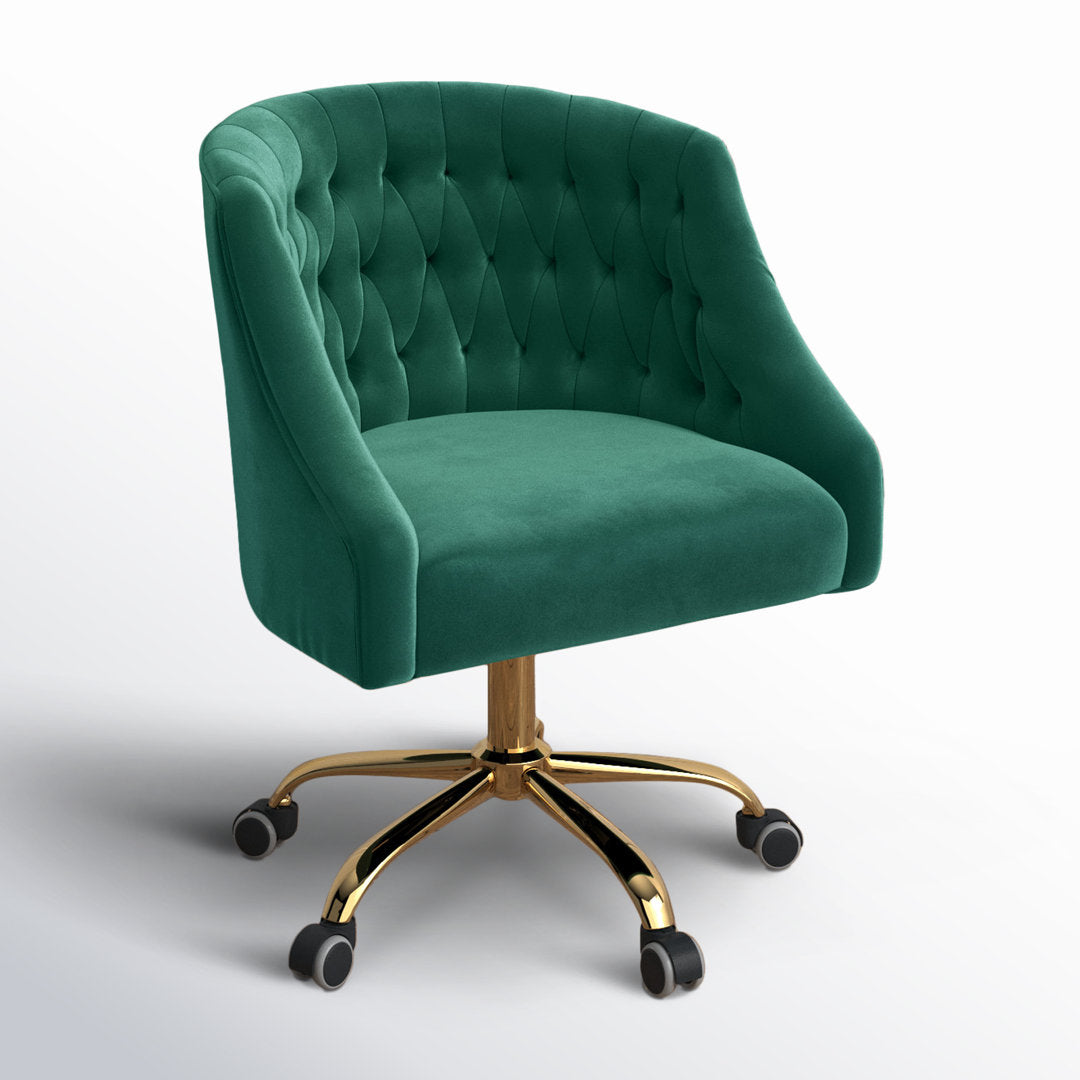 Louise 35.5'' H Velvet Hand-Curated Task Chair with Button Tufted Kelly Clarkson Home Upholstery Color: Green Velvet