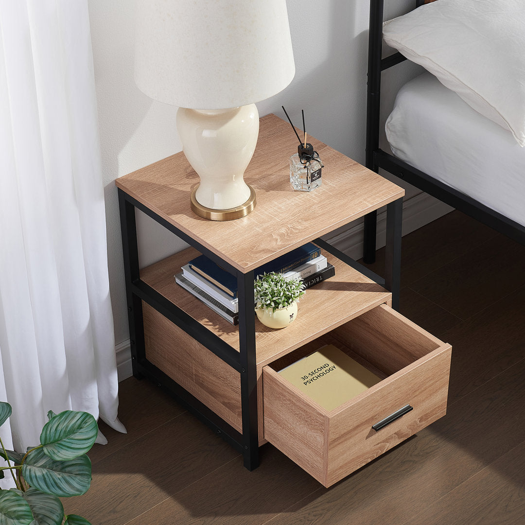 Kempst 1 - Drawer Iron Nightstand Trent Austin Design® Color: Oak