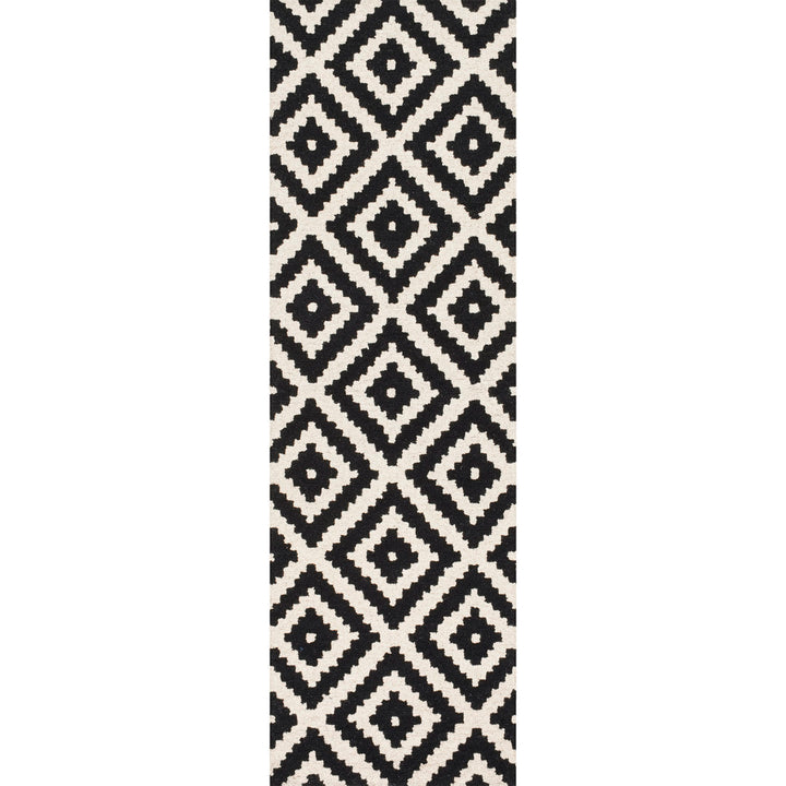 Decca Geometric Handmade Tufted Wool Black/Cream Area Rug George Oliver Rug Size: Runner 2'6" x 10'