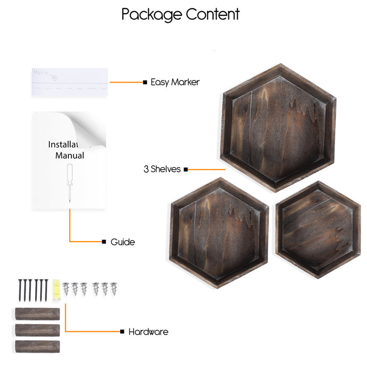 Dailey 3 Piece Solid Wood Hexagon Floating Shelf (Set of 3) Foundry Select