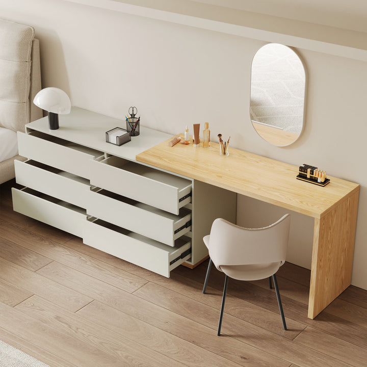 Berek Vanity Extendable Vanity Table with 6 Drawers Modern Home Office Desk Latitude Run®