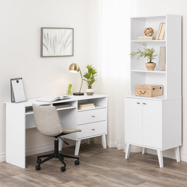 Guthmar Mid-Century Modern Tall Bookcase With Adjustable Shelves George Oliver Color: White