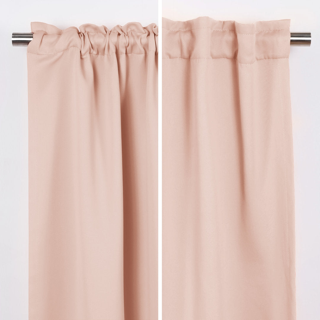 Bantam Solid Blackout Thermal Rod Pocket Curtain Panels (Set of 2) Ebern Designs Curtain Color: Blush Size per Panel: 52" W x 108" L