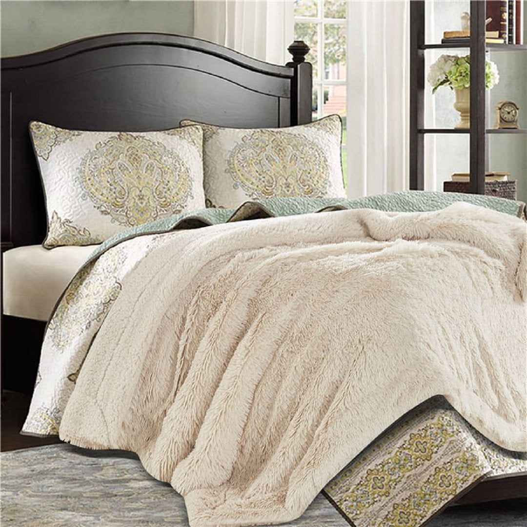 Shaggy Shaggy Super Elegent Sherpa Long Fur Throw Chanasya Color: Creme Size: 66" W x 90" L