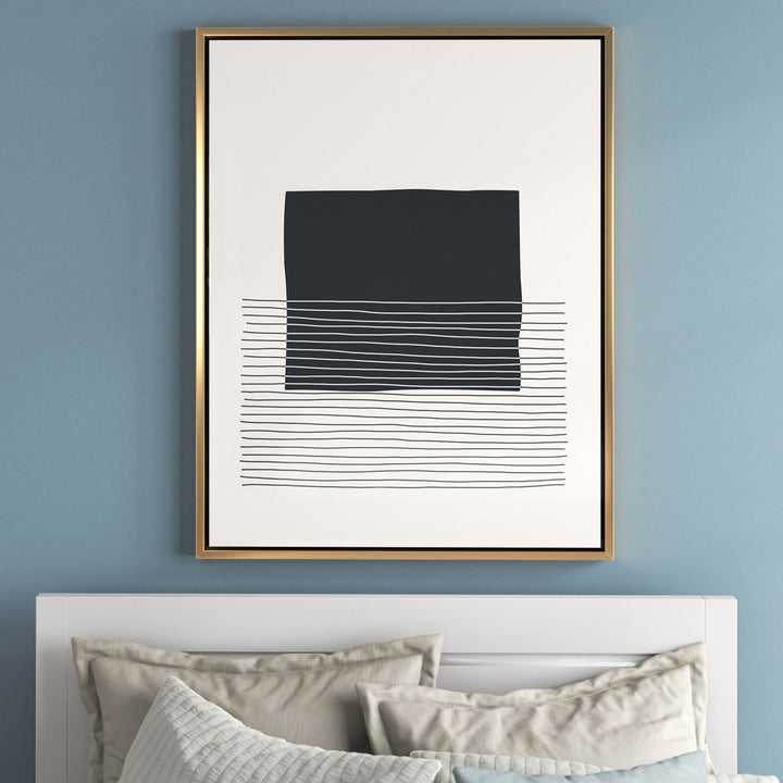 Kiro Minimal Geometric Lines and Squares VIII - Floater Frame Print on Canvas The Twillery Co.® Size: 46'' H x 36'' W x 1.5'' D Format: Gold Framed Canvas
