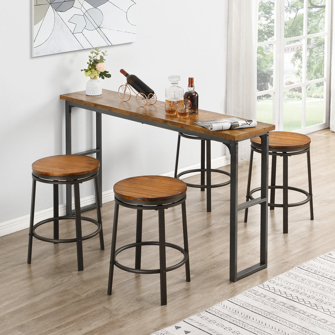 Solid Wood Swivel 24.2" Counter Stool for Dining Room Bistro (Set of 2) Williston Forge