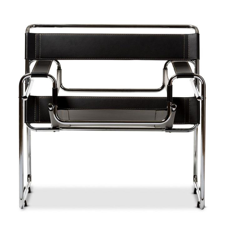 Henriquez 30.75" Wide Armchair Ivy Bronx Upholstery Color: Black Faux Leather