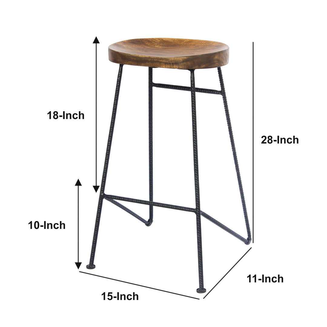 Travon Solid Wood 28" Bar Stool Union Rustic